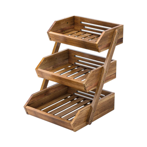 Panier à fruits élégant en bambou de haute qualité, organisateur à 3 niveaux, étagère de rangement pour la cuisine, écologique, utilisation polyvalente - Product Image 1