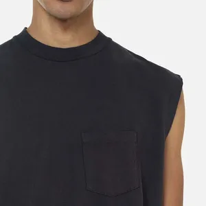 Wholesale Rate High Quality Customized Logo <b>Men</b> <b>Knitted</b> <b>Tank</b> <b>Tops</b> Solid Color Plus Size Breathable Gym Workout 100% Polyester - Product Image 3