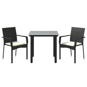Set da Pranzo Modulare da Giardino in Polyrattan Nero per 2 Persone, Arredamento da Esterno dal Design Contemporaneo con Struttura in Metallo - Product Image 3