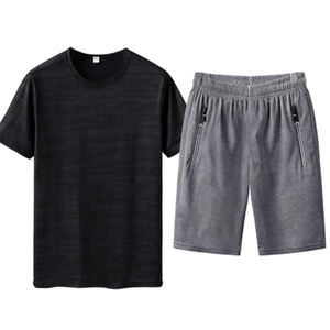 Ensemble de shorts d'été légers pour hommes, logo personnalisé, mélange polyester/coton uni, taille élastique, imperméable et respirant, anti-UV, décontracté - Product Image 3