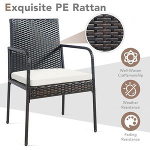Set da Pranzo da Esterno a 4 Pezzi in Rattan Intrecciato con Cuscini Confortevoli - Product Image 2