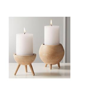 Porte-bougie rustique en bois naturel pour mariages, événements festifs, fêtes – Support à bougie moderne fait main pour la maison, restaurant, table - Product Image 5