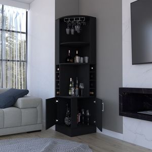 Meuble bar d'angle noir pour salon Atanasio - Product Image 4