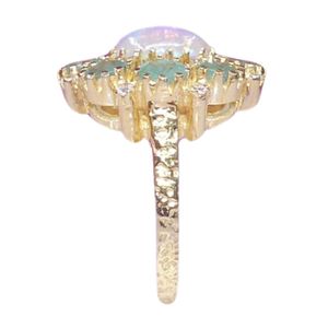 Vintage Classic 22k Gold Plated Gemstone <b>Opal</b> Cluster Cocktail <b>Ring</b> Crown Design for Women's Wedding Engagement Anniversary Gift - Product Image 5