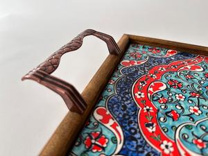 Traditional Walnut Wood Serving Tray with Persian Inlay Decorative Ottoman Tray for Coffee Table, Luxury Home Decor Serving Tray - Product Image 6