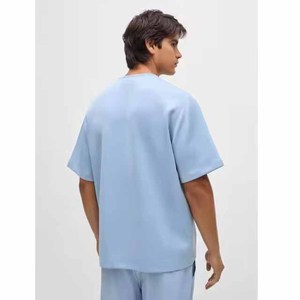 Camiseta de Hombre Azul Claro, Oversize, Color Sólido, 100% Algodón, Alta Calidad, Hombros Caídos - Product Image 2