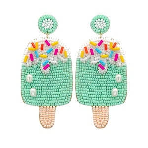 Pendientes colgantes con cuentas de paletas inspiradas en el verano para mujer, accesorios de moda vibrantes hechos a mano - Product Image 1