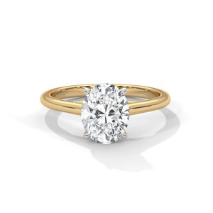 Anillo de Compromiso Solitario Ovalado de Oro Amarillo de 14K con Diamante Cultivado en Laboratorio de 2.25 CT, Clásico con Cuatro Puntas, Lujoso para Mujer - Product Image 1
