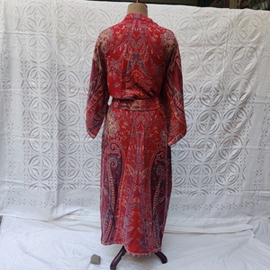 Kimono de Lujo Tejido a Mano con Diseño Paisley, de Lana, con Cinturón para Atar en la Cintura, Manga Corta, Bata de Estar por Casa, Ropa para Relajarse en Casa - Product Image 2