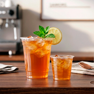 Manufacturer 16 22 24oz Eco-Friendly 95mm Disposable PP Single Wall Transparent Round <b>Plastic</b> <b>Cups</b> For Iced Tea Coffee Beverage - Product Image 1