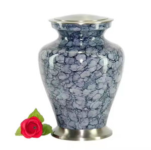 Urne funéraire de luxe en métal blanc en gros, pot commémoratif avec motif floral de lys orange et finition émail poli brillant - Product Image 3