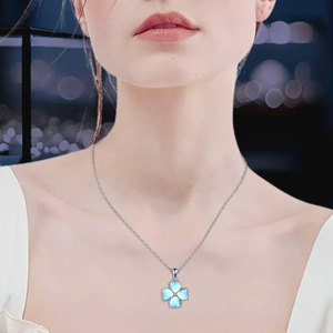 Wholesale Ethiopian <b>Opal</b> Minimalist Clover Shape Sterling Silver Gold Plated <b>Pendant</b> <b>Necklace</b> Engagement Wedding Party - Product Image 3