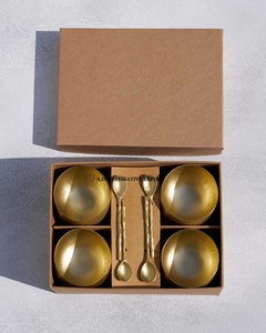Moderno Juego de 4 Piezas de Tazón y Cuchara con Pedestal de Metal, Servidor de Helado Chapado en Oro, Regalo de Lujo para Bodas y Empresas, Decoración para Aperitivos - Product Image 3