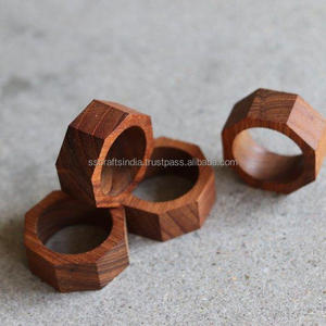 Servilleteros de madera hechos a mano para decoración de mesa en casa, hotel, restaurante, Juego de 4 servilleteros de flores, precio barato - Product Image 3