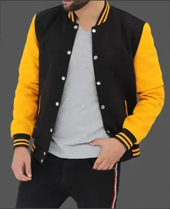 Hot Selling Men's Varsity <b>Jackets</b> New Design Solid Color <b>Winter</b> Outerwear Wool Fabric Switchable-Bulk Quantity Available - Product Image 5