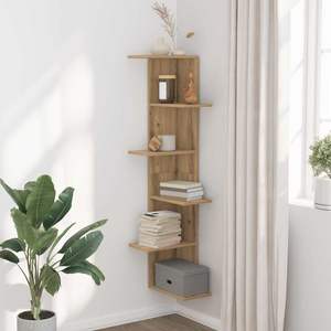 Estante de Esquina para Pared de Madera Sintética Artisan Oak de 14.4x14.4x55.1 Pulgadas - Product Image 3