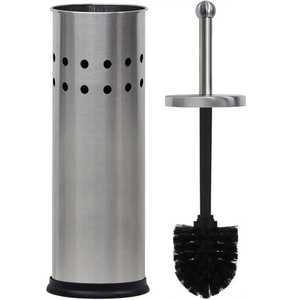 Heavy Duty Stainless Steel Toilet <b>Brush</b> Holder Set Square Hole Perforated Design <b>Floor</b> Standing Bathroom Deep Cleaning Tool - Product Image 4