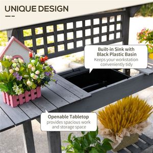 Banco da Lavoro in Legno per Giardinaggio e Piante da Esterno per Patio - Product Image 3