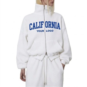 Ensemble de survêtement confortable en coton pour femme : veste à capuche et pantalon de jogging fuselé, ensemble de survêtement de luxe en molleton de coton pour femme avec fermeture éclair intégrale - Product Image 5