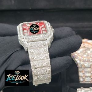 Squared Quartz Stainless Steel Watch Sapphire Crystal Bezel Analog Roman Numeral Dial Rhinestone Strap Luxury Fashion <b>Date</b> - Product Image 2