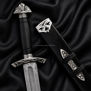 Espada Vikinga Negra de Damasco con Funda, Espada Medieval Hecha a Mano de los Hombres del Norte, Espada Nórdica, Regalo para Él - Product Image 2
