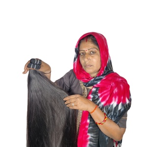 Vente en gros 100% naturel vierge Remy lisse soyeux faisceaux Double trame Machine indienne Extensions de cheveux humains vague profonde lâche - Product Image 1