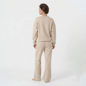 Conjunto de Chándal de Dos Piezas para Mujer con Sudadera de Manga Larga con Cuello Redondo y Pedrería y Pantalones de Pierna Ancha, Ropa Casual al por Mayor - Product Image 4