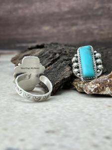 Handmade Blue Turquoise Adjustable <b>Ring</b> Sterling <b>Silver</b> Southwestern Boho <b>Statement</b> Jewelry Artisan Gemstone Gift for Her - Product Image 2