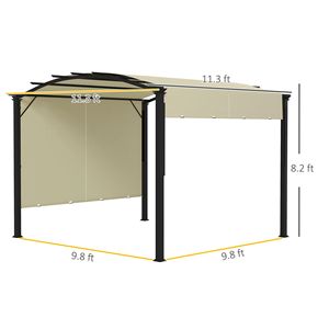 Pergola Retrattile 11x11 Beige con Tenda Parasole, Protezione UV e Telaio in Acciaio Impermeabile per Giardino e Patio - Product Image 3