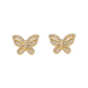 Boucles d'oreilles clous papillon en diamant de laboratoire pour femme, en argent 925, légères, avec diamant certifié, bijoux de luxe floraux, coffret cadeau - Product Image 6