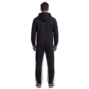 Conjuntos de sudaderas con capucha de algodón polar con cremallera completa y pantalones acampanados para hombre OEM, venta al por mayor con logotipo de diamantes de imitación personalizado brillante - Product Image 3