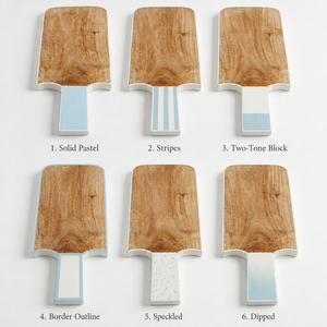 Planche à découper en bois faite à la main, en forme de bâtonnet de glace, avec poignée bleu clair, vente en gros, personnalisable, en bois naturel écologique - Product Image 2