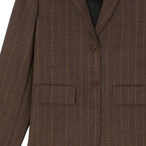 Blazer décontracté unisexe pour femme avec logo personnalisé OEM, col cranté, marron, simple boutonnage, manches longues, veste de bureau tendance - Product Image 3