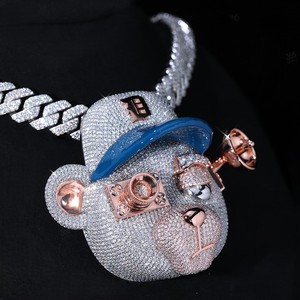 Colgante de Plata de Ley 925 con Micro Pavé de Diamantes de Moissanita VVS, Estilo Hip Hop, Personalizado, para Hombre, Inspirado en el Rapero Famoso Star, Diseño Iced Out, para Chico Moderno - Product Image 6