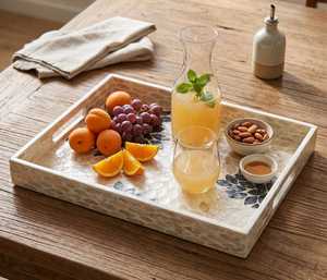Exotic Vision Bandeja de Servir con Incrustaciones de Madreperla, Plato Decorativo Hecho a Mano para Decoración Global y Almacenamiento - Product Image 2
