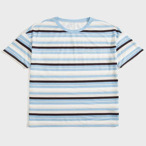 Camiseta de Manga Corta con Cuello Redondo y Rayas, Estilo Casual, Personalizada OEM, para Hombre, Camisetas Deportivas, Camisetas de Verano con Rayas, Estilo Hip Hop - Product Image 1