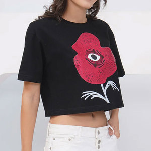 Black Color Lightweight Stylish Comfortable Slim Fit Best Supplier High Quality Reasonable Casual Wear Printed Women Crop Top - Product Image 4