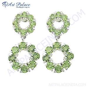 Famous Design Peridot Gemstone <b>Fine</b> Stud Silver <b>Earrings</b> - Product Image 1
