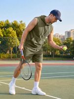 Ensemble de sport de luxe pour homme : débardeur à capuche et pantalon de jogging, délavé à l'acide, respirant, coupe oversize, short de survêtement uni personnalisé, style décontracté d'été