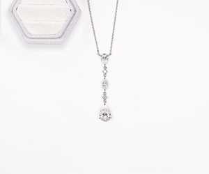 Hot Selling Pear Cut Lab Grown Diamond Teardrop Dangle Necklace, Multistone Diamond <b>Pendant</b> For Women, 14K <b>Solid</b> <b>Gold</b> Necklace - Product Image 4