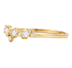 Proposal Ring Marquise & Round Lab Grown Diamond 14K 18K Solid Gold Curved Chevron Ring Minimalist Stackable Bridal <b>Wedding</b> Ring - Product Image 2