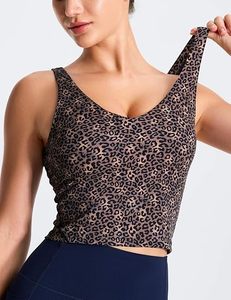 Women Leopard Print Scoop Neck <b>Tank</b> <b>Top</b> Breathable Spandex Polyester Crop <b>Top</b> Fashion Sport Wear - Product Image 5