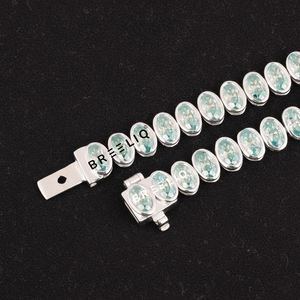 Pulsera de tenis de moissanita al por mayor, corte ovalado verde, oro blanco macizo de 14K, joyería fina de lujo para mujer, regalo. - Product Image 4