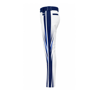 Pantalones de Béisbol Sublimados, Corte Ajustado, Transpirables, de Secado Rápido, Diseño a Rayas con Bolsillos, Patrón Blanco y Azul, Venta al Por Mayor - Product Image 5