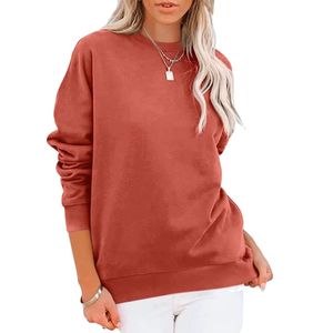 เสื้อสเวตเชิ้ตผู้หญิง คอกลม แขนยาว สีพื้น ผ้าถัก สวมใส่สบาย ทรงหลวม ระบายอากาศได้ดี ผลิตจากผ้าฝ้าย 100% เหมาะสำหรับฤดูใบไม้ร่วงและฤดูหนาว - Product Image 6