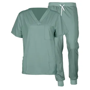Uniformes de Hospital, Uniformes Médicos, Traje de Enfermera de Manga Larga, Nuevo Conjunto de Uniforme Médico para Mujer, Elástico, Tejido de Spandex/Poliéster - Product Image 1