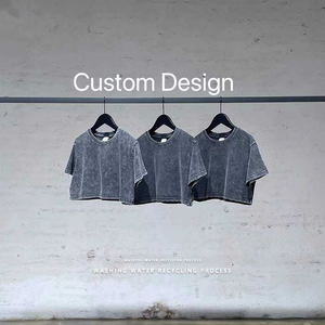 Camiseta Corta Vintage con Logotipo Personalizado, 100% Algodón, Lavado Ácido, Camiseta Gráfica para Hombre, Estampado de Logotipo, Top Corto Liso Lavado a la Piedra - Product Image 2