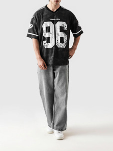 Mens <b>Oversized</b> Sports Jersey <b>T</b>-<b>Shirt</b> Number 96 <b>V</b> <b>Neck</b> Short Sleeve 100% Cotton Fleece Quick Dry Streetwear Athletic Style - Product Image 3