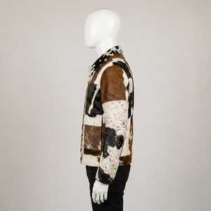 Veste de motard en cuir véritable pour homme, motif vachette, col rabattu, fermeture éclair, coupe classique, automne, décontractée - Product Image 4