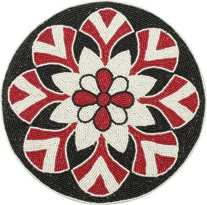Christmas Village Hand <b>Beaded</b> Round <b>Placemat</b> Decorative Table Mat Holiday Dining Table Setting Home Party Decor - Product Image 6